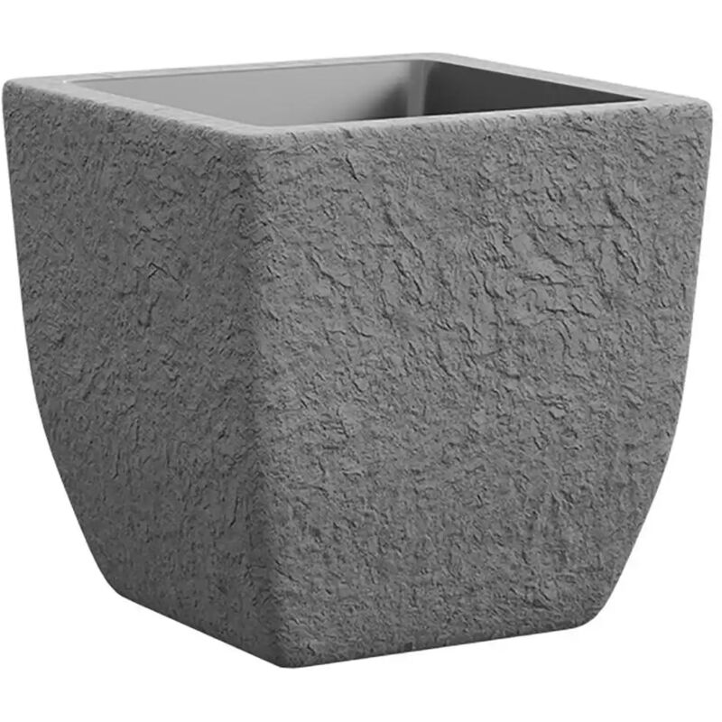 foto del prodotto teraplast vaso fioriera in polietilene lithos 40 grigio pietra design elegante 41x41x40 cm