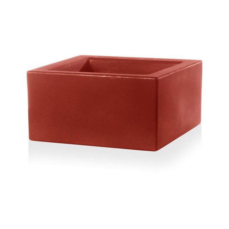 foto del prodotto teraplast vaso moderno cubo schio basso essential in plastica da giardino per fiori e piante bianco
