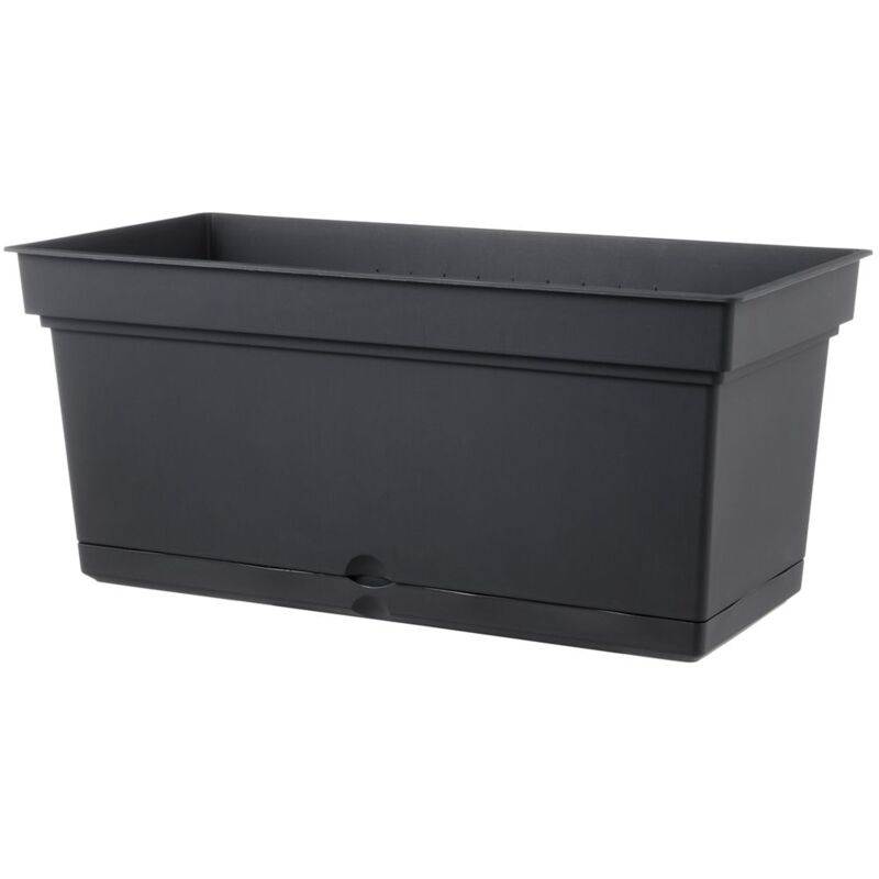 foto del prodotto teraplast vaso rettangolare aqua elements con sottovaso in plastica colorati da esterno e giardino per fiori e piante 98 cm fog grey