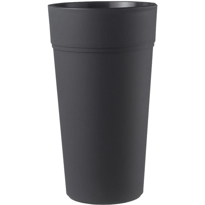 foto del prodotto teraplast vaso tondo alto stem element in plastica da esterno e giardino per piante e fiori 65 cm bruno
