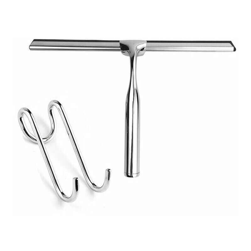 foto del prodotto tergicristallo per doccia in acciaio inossidabile, tergicristallo per doccia da 26 cm con gancio, senza foratura, tergicristallo per bagno, specchio, pulizia delle finestre, piastrelle