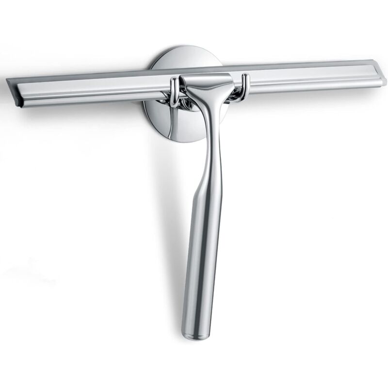 foto del prodotto tergivetro in silicone per doccia con manico in acciaio inox, per la pulizia di specchi da bagno, finestre, cucine e auto, professionale per uso