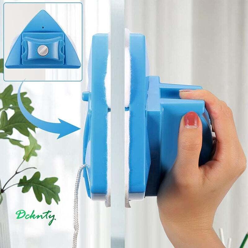 foto del prodotto tergivetro magnetico per vetri, lavavetri bifacciale, regolabile, con 5 spazzole magnetiche per la pulizia di finestre con vetri alti blu 
