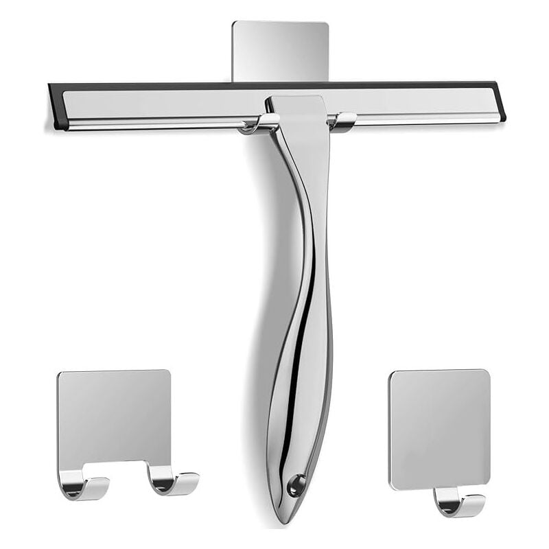 foto del prodotto tergivetro per doccia in acciaio inox, tergivetro per doccia da 25 cm con gancio, tergivetro per finestre da doccia, tergivetro per doccia in