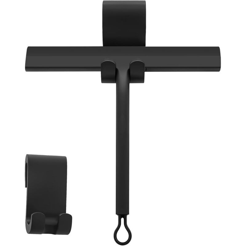 foto del prodotto tergivetro per doccia nero, tergivetro in silicone per doccia, larghezza 21,5 cm, tergivetro per vetri con supporto senza foratura per bagno, porta