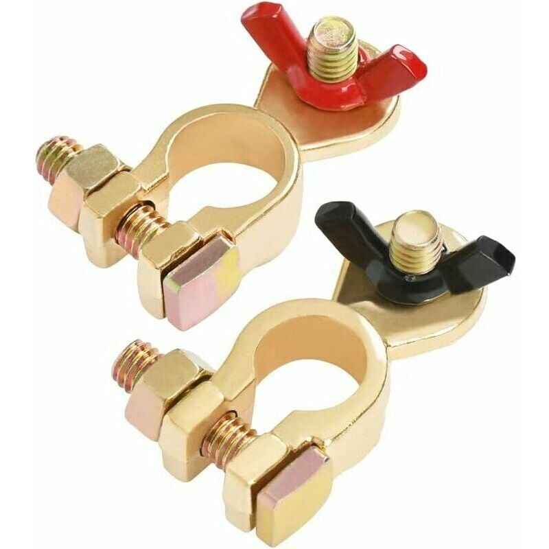 foto del prodotto terminali per batteria da 12 v 24 v, 1 coppia di connettori per batteria m8 in rame per impieghi gravosi, universali per auto, moto e veicoli