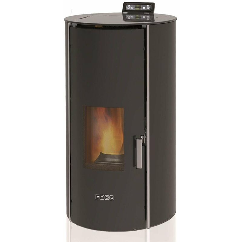 foto del prodotto termo stufa a pellet 20 kw hydro sfera glass per ambienti moderni h 122 cm