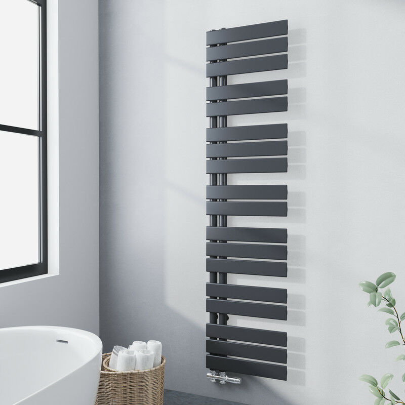 foto del prodotto termoarredo bagno scaldasalviette antracite 1662x400mm radiatore acqua calda design laterale scaldasalviette, connessione laterale meykoers