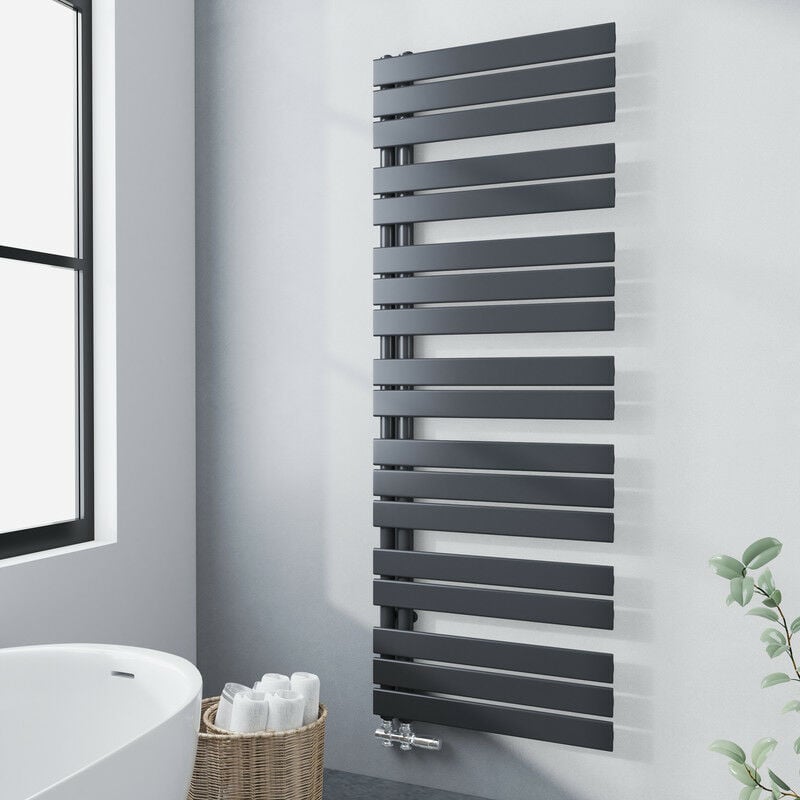 foto del prodotto termoarredo bagno scaldasalviette antracite 1662x600mm radiatore acqua calda design laterale scaldasalviette, connessione laterale meykoers