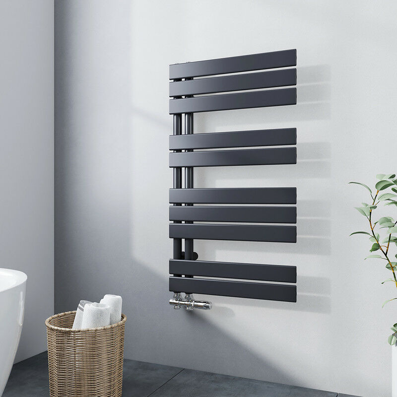 foto del prodotto termoarredo bagno scaldasalviette antracite 899x500mm radiatore acqua calda design laterale scaldasalviette, connessione laterale meykoers