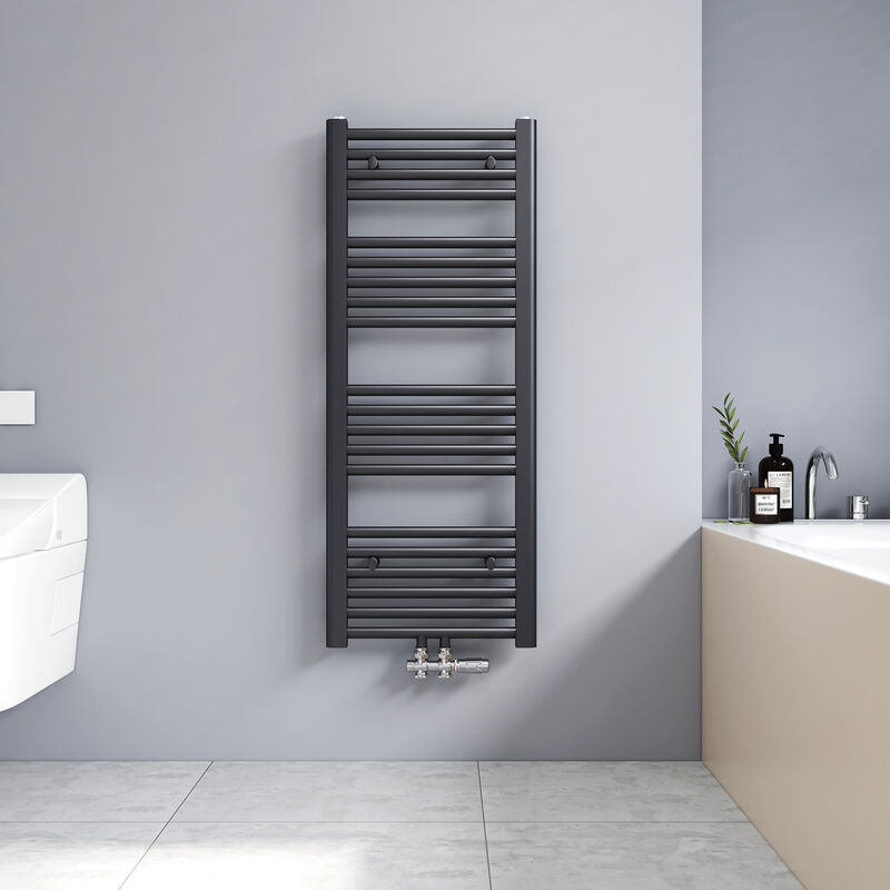 foto del prodotto termoarredo bagno scaldasalviette verticale antracite radiatore ad acqua calda 356w 100 x 40cm meykoers