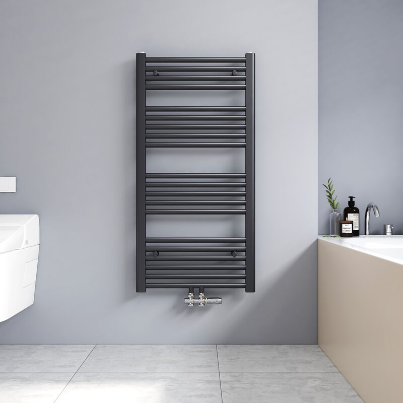 foto del prodotto termoarredo bagno scaldasalviette verticale antracite radiatore ad acqua calda 427w 100 x 50cm meykoers