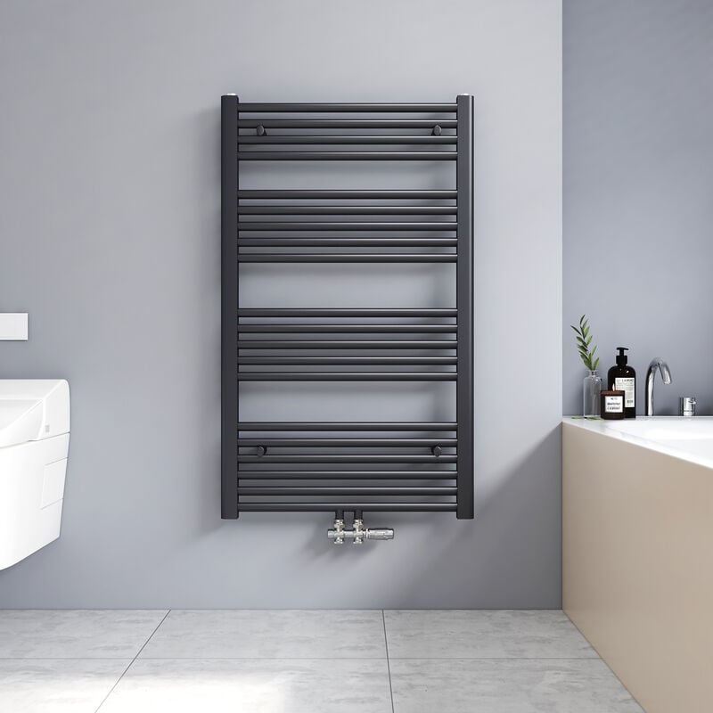 foto del prodotto termoarredo bagno scaldasalviette verticale antracite radiatore ad acqua calda 498w 100 x 60cm meykoers