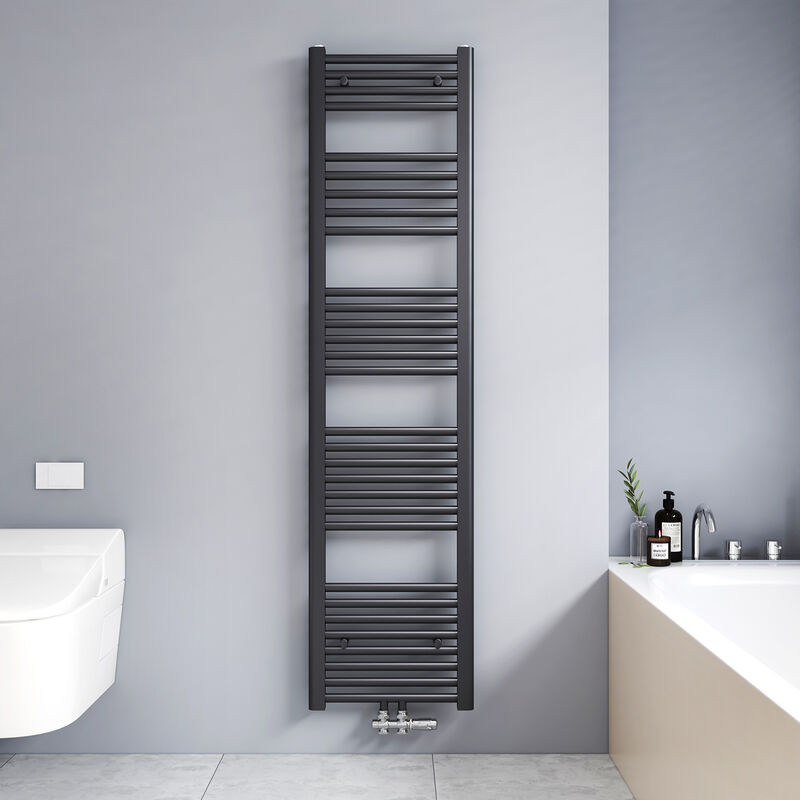 foto del prodotto termoarredo bagno scaldasalviette verticale antracite radiatore ad acqua calda 547w 160 x 40cm meykoers