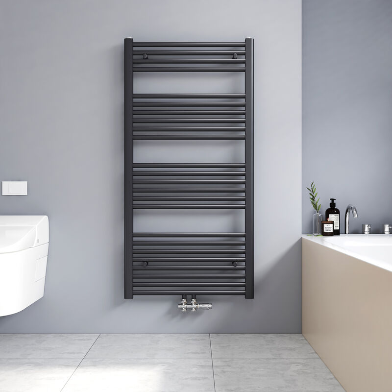 foto del prodotto termoarredo bagno scaldasalviette verticale antracite radiatore ad acqua calda 598w 120 x 60cm meykoers