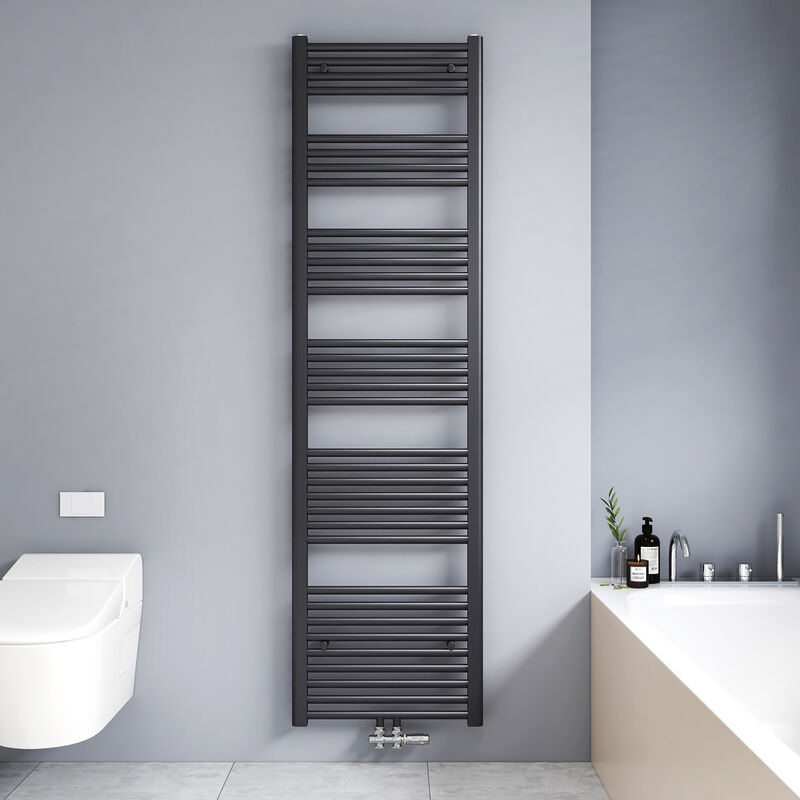 foto del prodotto termoarredo bagno scaldasalviette verticale antracite radiatore ad acqua calda 739w 180 x 50cm meykoers