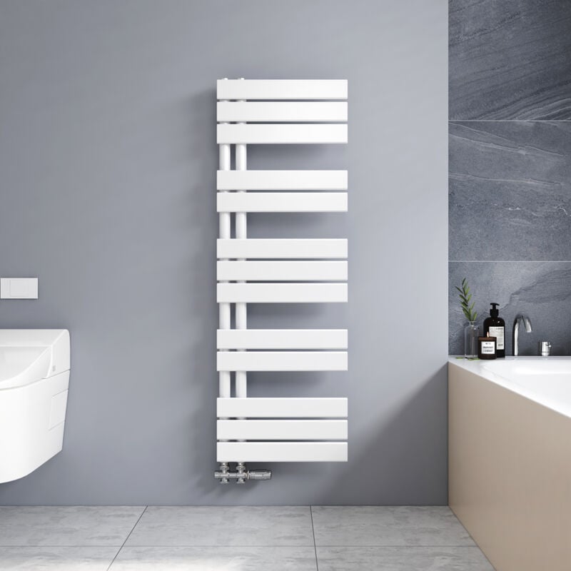 foto del prodotto termoarredo scaldasalviette 1176x400mm bianca radiatore acqua calda design laterale verticale scaldasalviette, connessione laterale meykoers