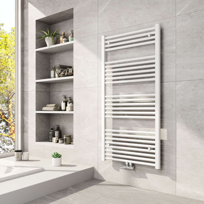 foto del prodotto termoarredo scaldasalviette 120x60cm bianco radiatore bagno moderno ad acqua calda 598w meykoers