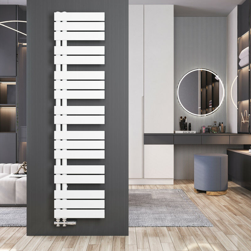 foto del prodotto termoarredo scaldasalviette 1662x400mm bianca asimmetrica scaldasalviette radiatore acqua calda, connessione laterale meykoers
