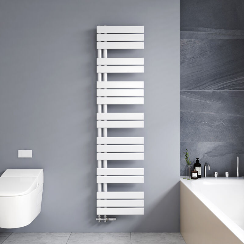 foto del prodotto termoarredo scaldasalviette 1662x400mm bianca radiatore acqua calda design laterale verticale scaldasalviette, connessione laterale meykoers