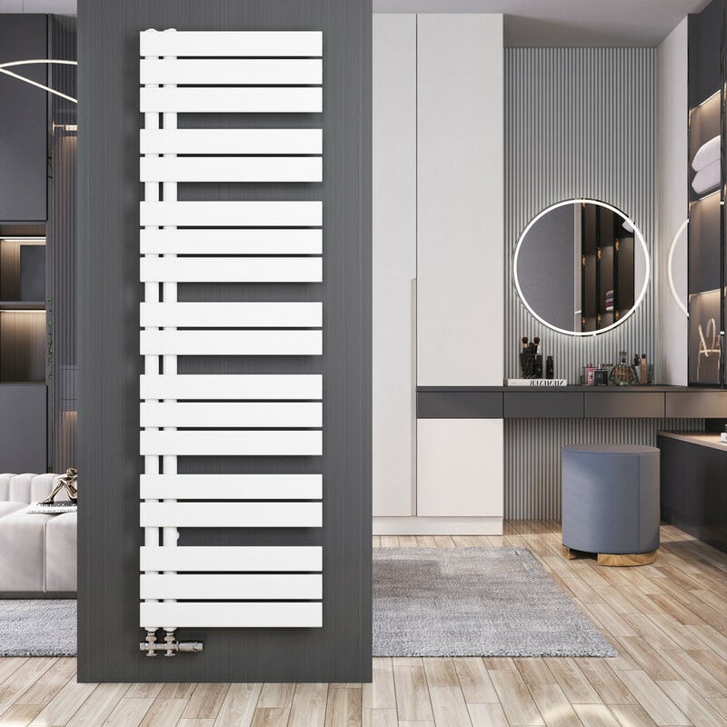 foto del prodotto termoarredo scaldasalviette 1662x500mm bianca asimmetrica scaldasalviette radiatore acqua calda, connessione laterale meykoers