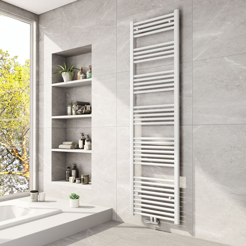 foto del prodotto termoarredo scaldasalviette 180x50cm bianco radiatore bagno moderno ad acqua calda 739w meykoers
