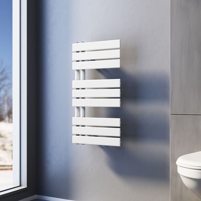 foto del prodotto termoarredo scaldasalviette 76x40cm bianca radiatore acqua calda design laterale verticale scaldasalviette connessione laterale sonni