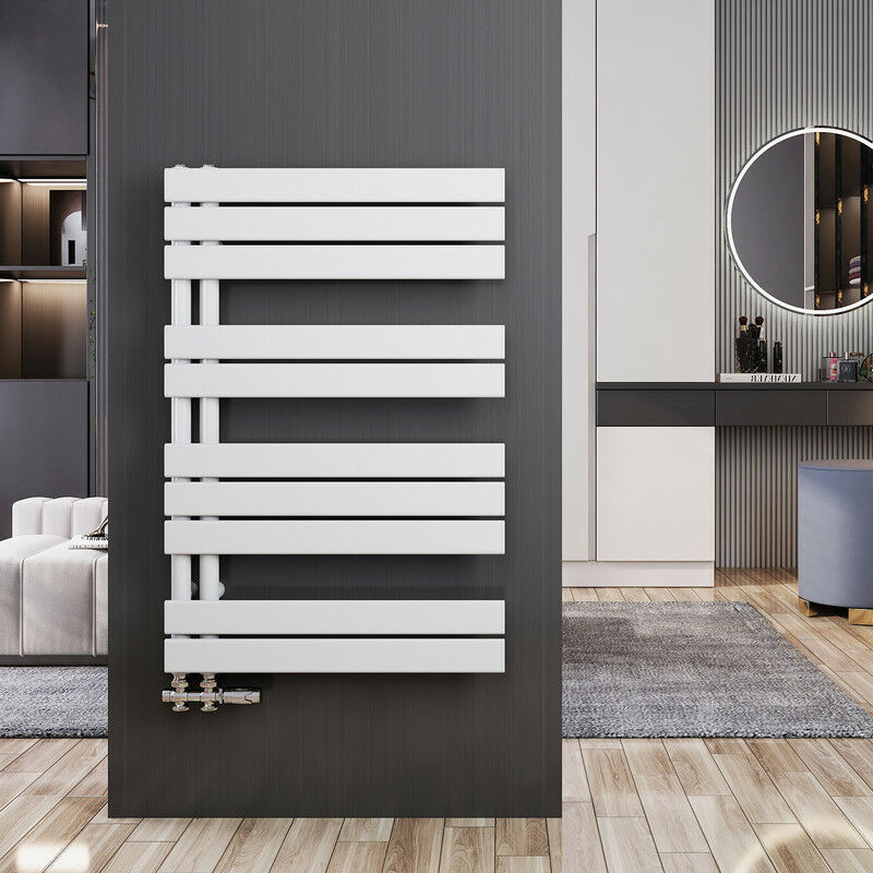 foto del prodotto termoarredo scaldasalviette 899x600mm bianca asimmetrica scaldasalviette radiatore acqua calda, connessione laterale meykoers