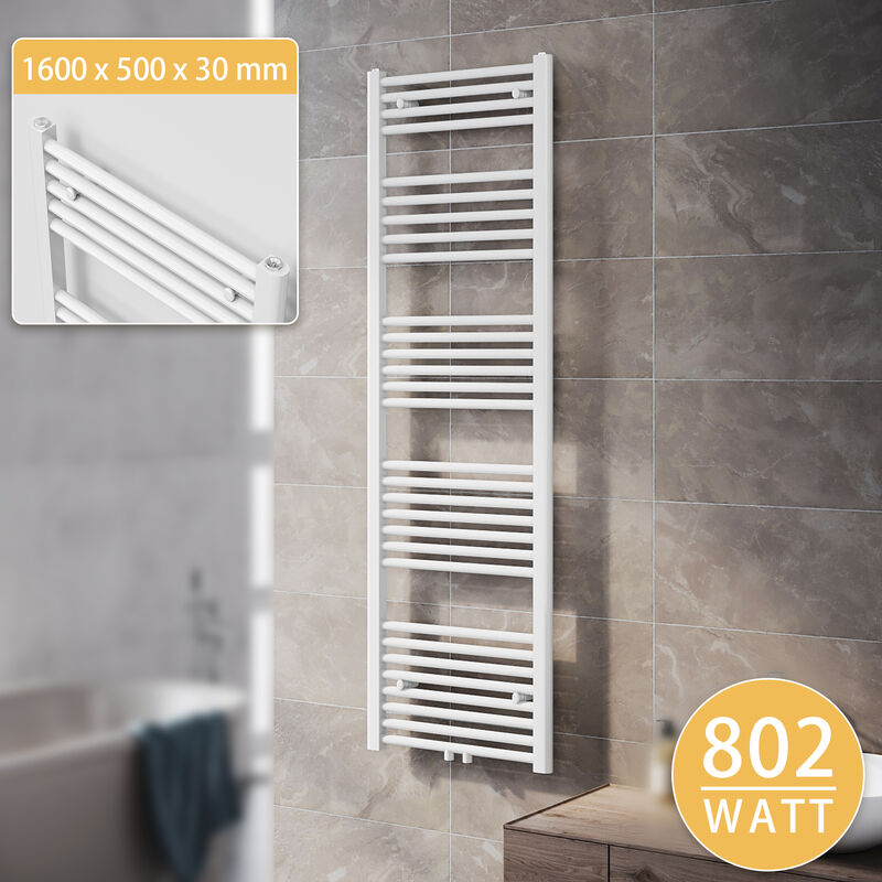 foto del prodotto termoarredo scaldasalviette acqua calda asciugamani da parete radiatore collegamento intermedio 1600x500mm bianco sonni