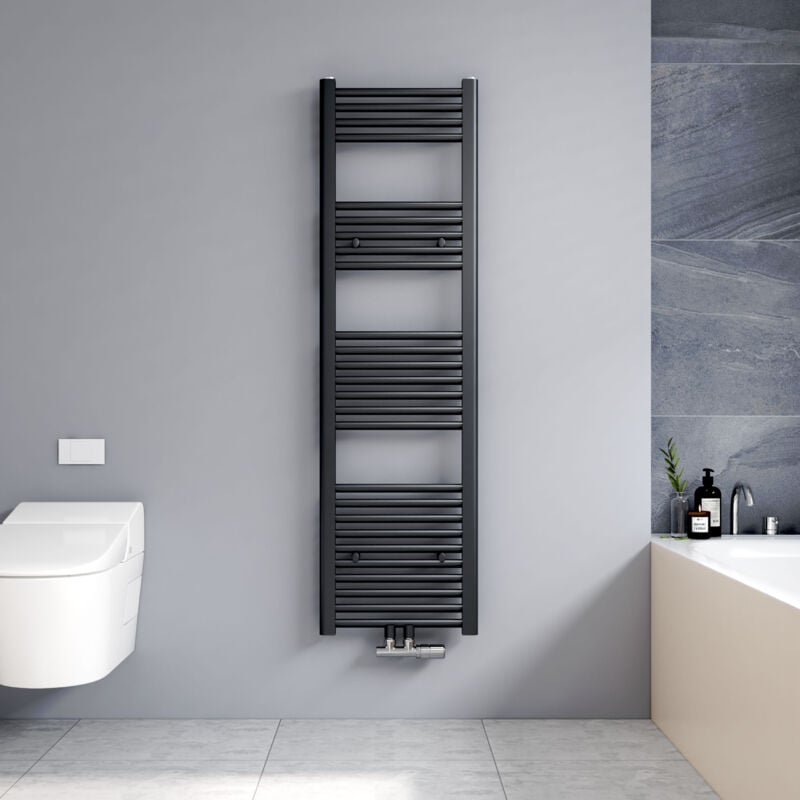foto del prodotto termoarredo scaldasalviette antracite 1400x400mm verticale scaldasalviette radiatore acqua calda connessione centrale meykoers