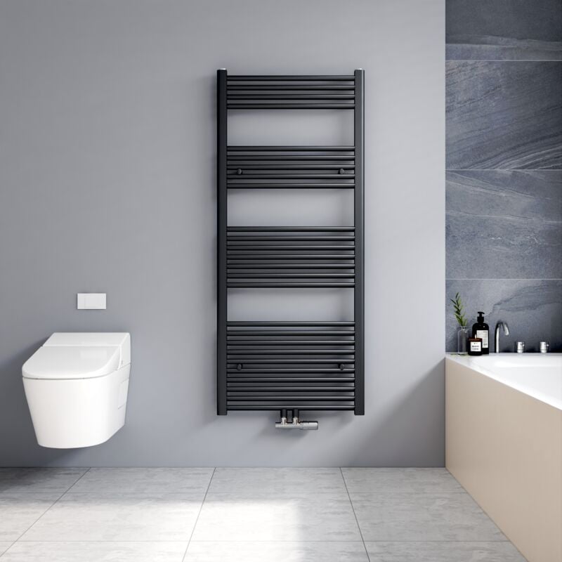 foto del prodotto termoarredo scaldasalviette antracite 1400x600mm verticale scaldasalviette radiatore acqua calda connessione centrale meykoers