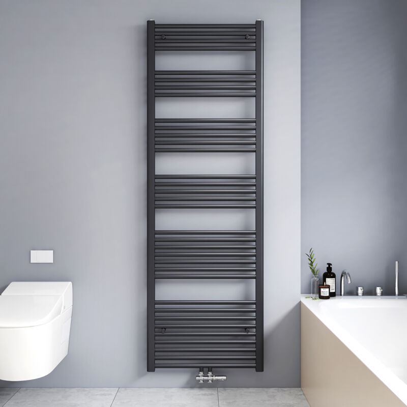 foto del prodotto termoarredo scaldasalviette antracite 1800x600mm verticale scaldasalviette radiatore acqua calda connessione centrale meykoers