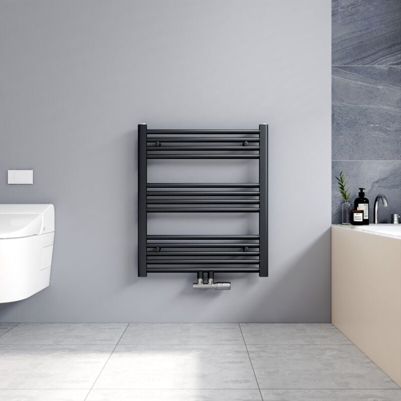 foto del prodotto termoarredo scaldasalviette antracite 700x600mm verticale scaldasalviette radiatore acqua calda connessione centrale meykoers