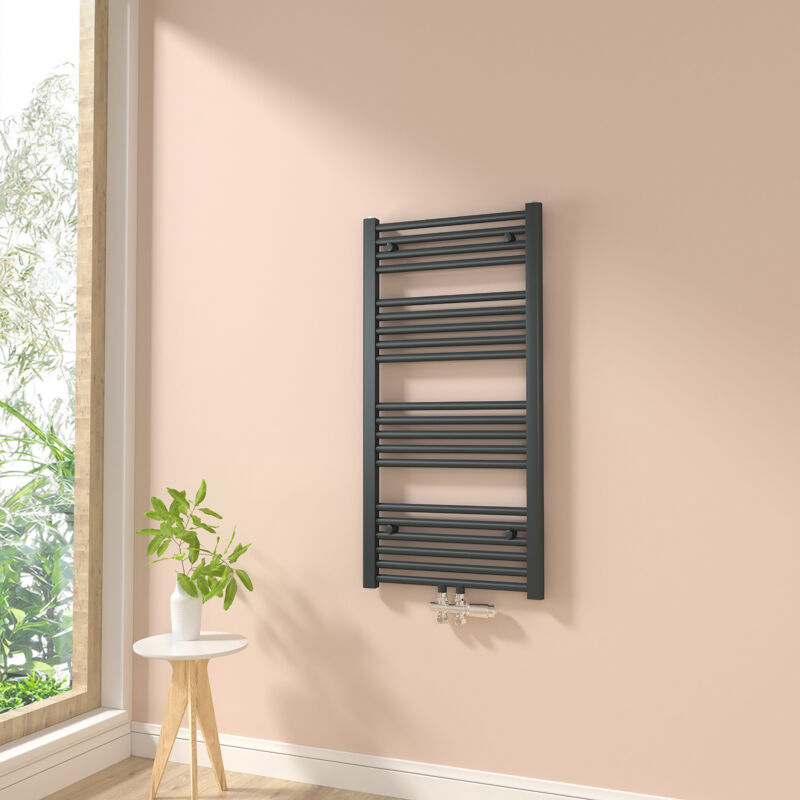 foto del prodotto termoarredo scaldasalviette bagno radiatore ad acqua calda non elettrico antracite 100x50cm 451w heilmetz