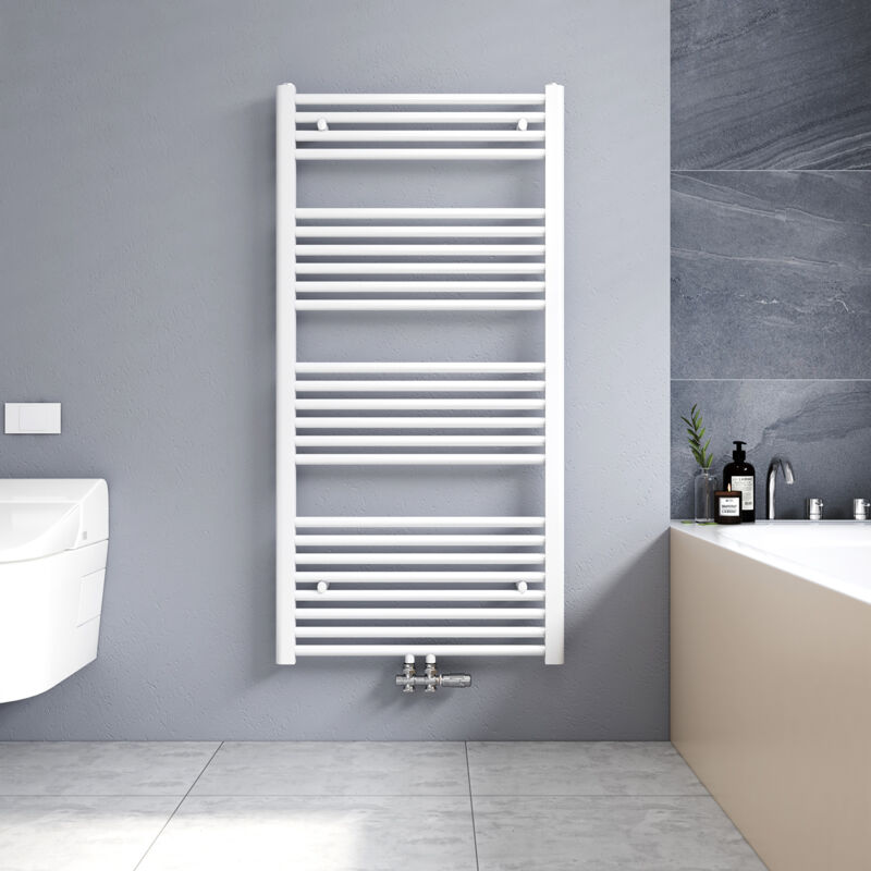 foto del prodotto termoarredo scaldasalviette bianco 1200x600mm verticale scaldasalviette radiatore acqua calda connessione centrale meykoers
