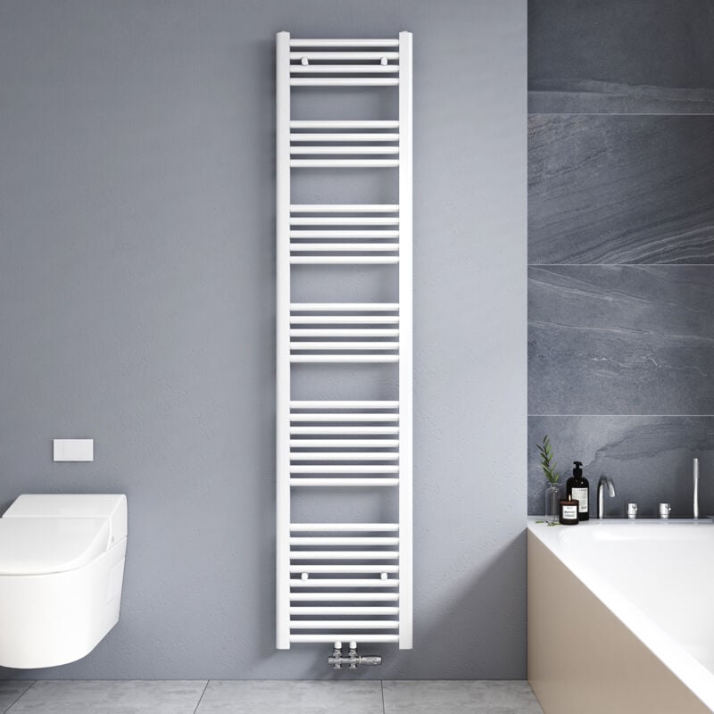 foto del prodotto termoarredo scaldasalviette bianco 1800x400mm verticale scaldasalviette radiatore acqua calda connessione centrale meykoers