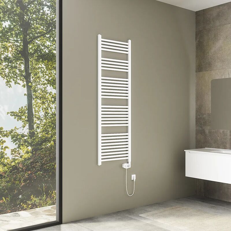 foto del prodotto termoarredo scaldasalviette elettrico in acciaio 1500x500 bianco con termostato 4 funzioni mod. antares