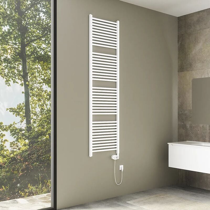 foto del prodotto termoarredo scaldasalviette elettrico in acciaio 1800x500 bianco con termostato 4 funzioni mod. antares