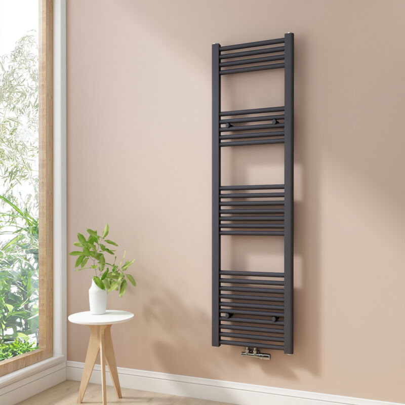 foto del prodotto termoarredo scaldasalviette non elettrico bagno radiatore ad acqua calda antracite 140x40cm 476w heilmetz
