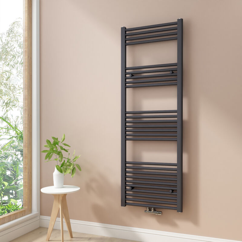 foto del prodotto termoarredo scaldasalviette non elettrico bagno radiatore ad acqua calda antracite 140x50cm 568w heilmetz