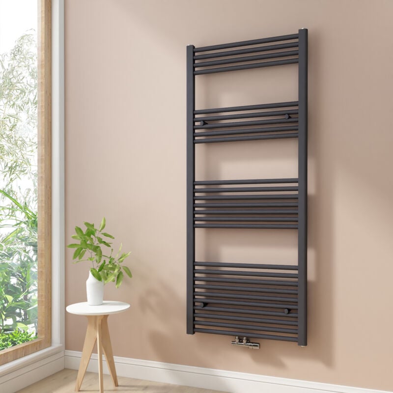 foto del prodotto termoarredo scaldasalviette non elettrico bagno radiatore ad acqua calda antracite 140x60cm 661w heilmetz