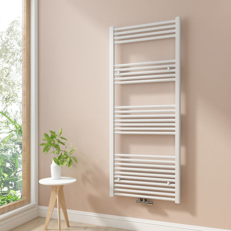 foto del prodotto termoarredo scaldasalviette non elettrico bagno radiatore ad acqua calda bianca 140x60cm 661w heilmetz