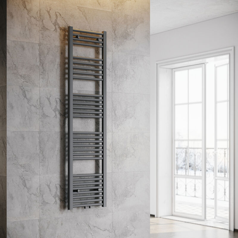 foto del prodotto termoarredo scaldasalviette radiatore ad acqua calda bagno collegamento intermedio 1600x400mm grigio antracite sonni