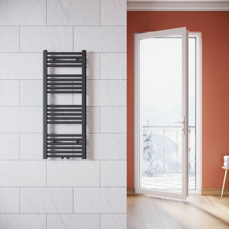 foto del prodotto termoarredo scaldasalviette verticale radiatore ad acqua calda antracite connessione centrale 1000x400mm sonni