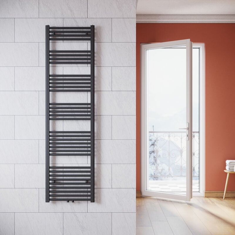 foto del prodotto termoarredo scaldasalviette verticale radiatore ad acqua calda antracite connessione centrale 1800x500mm sonni