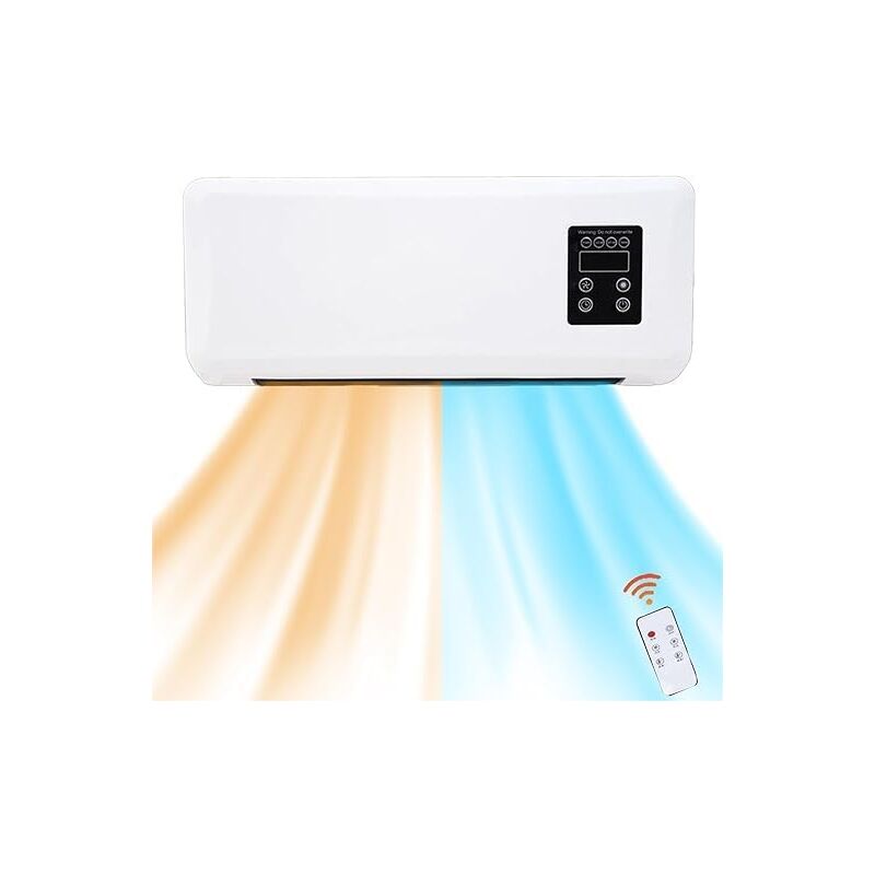 foto del prodotto termoconvettore elettrico da parete 1500w con display led e telecomando - funzione aria calda fredda temperatura regolabile, timer, design compatto