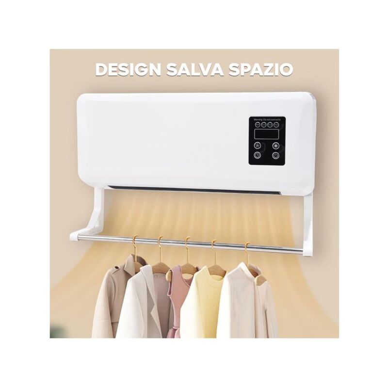 foto del prodotto termoconvettore elettrico da parete per bagno ufficio 1500w display telecomando