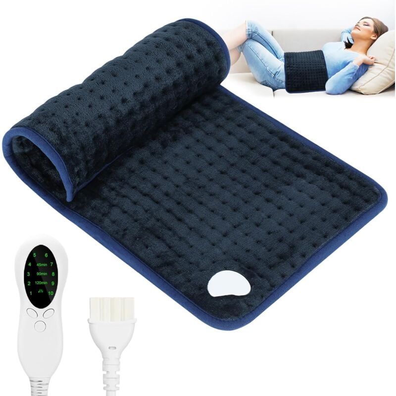 foto del prodotto termoforo elettrico, coperta riscaldante, scalda schiena con 10 livelli di temperatura, timer, lavabile in lavatrice, spegnimento automatico