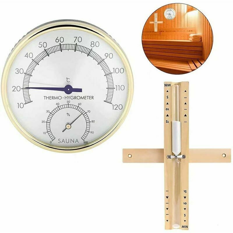 foto del prodotto termometri, igrometri e clessidre per sauna, timer da 15 minuti, termometro e igrometro 2 in 1 per sauna 56vingt