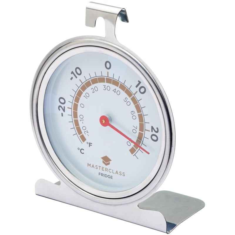 foto del prodotto termometro da frigorifero, termometro da congelatore grande, acciaio inox, 10 cm, argento - masterclass